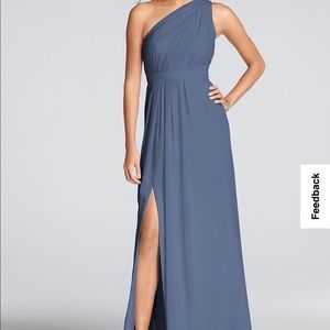 David’s Bridal Long One Shoulder Crinkle Chiffon Dress
